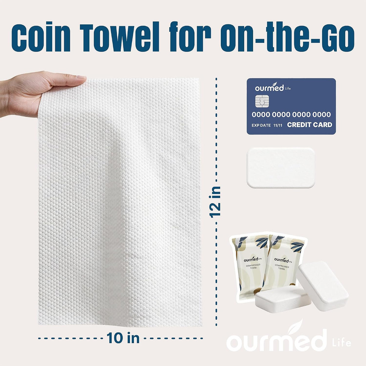 Portable Disposable Compressed Face Towels for Travel,  56 Count (12" x 10"), Organic Naturalism Boxed