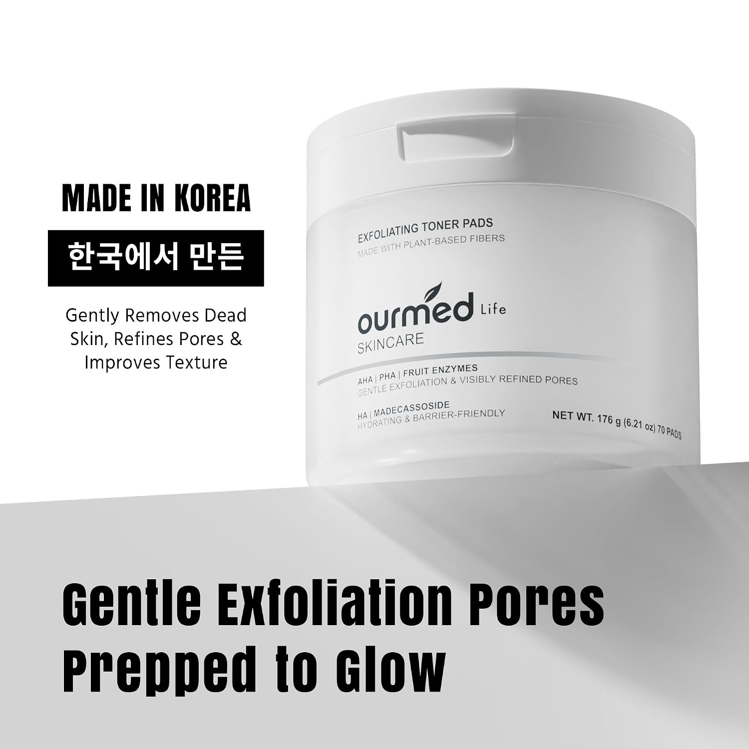 Gentle Exfoliating Toner Pads, Refined Pores, Korean, 70 Pads