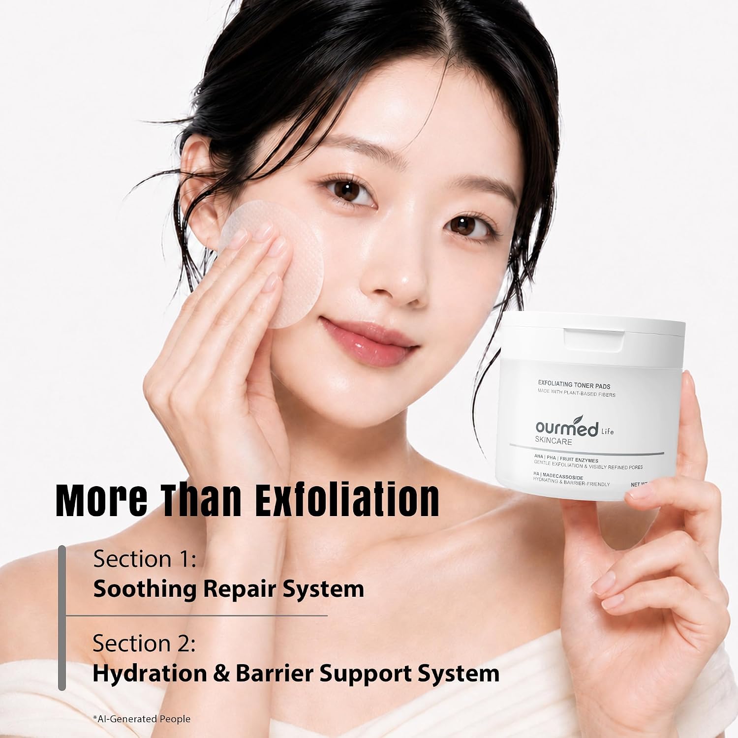Gentle Exfoliating Toner Pads, Refined Pores, Korean, 70 Pads