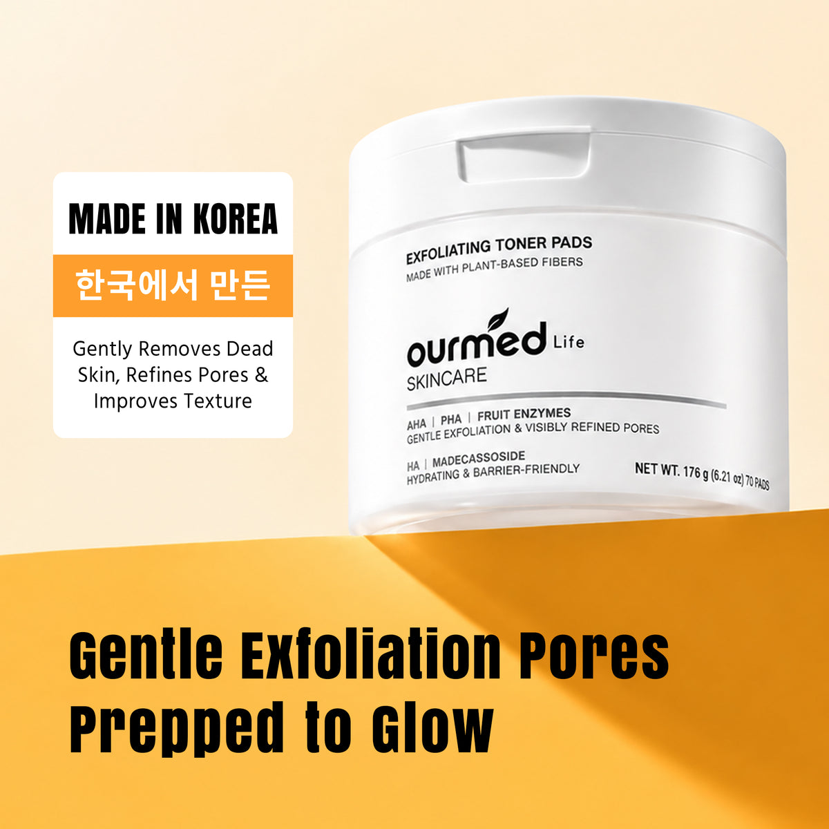 Gentle Exfoliating Toner Pads, Refined Pores, Korean, 70 Pads