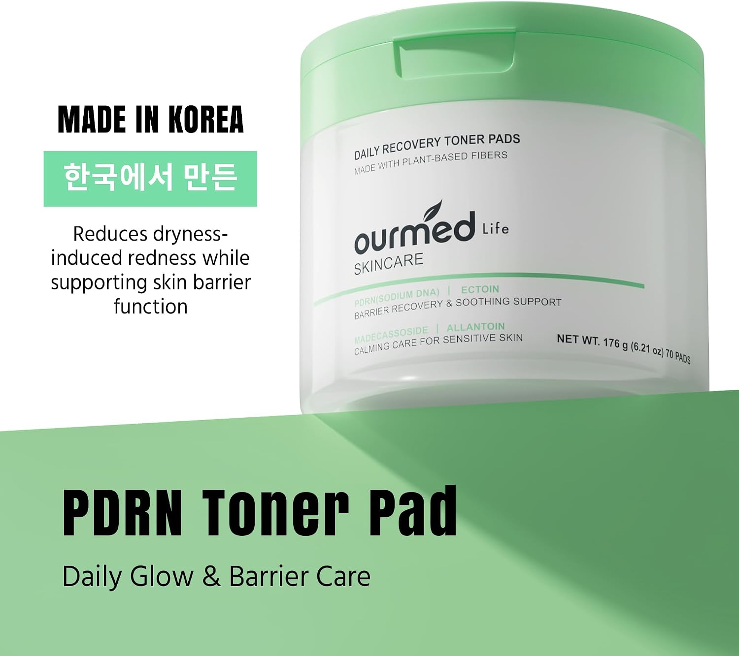 PDRN Soothing Toner Pads, Repair for Sensitive Skin, 70 Pads