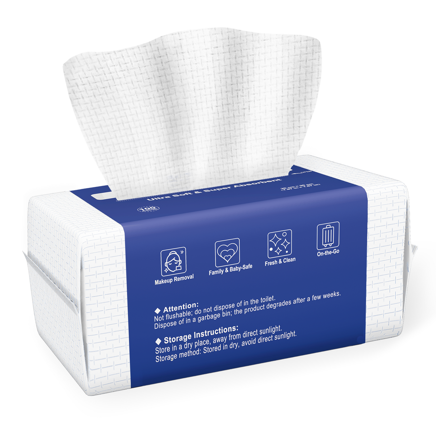 Ourmed Life Face Towels, Grid Texture, 100 Count