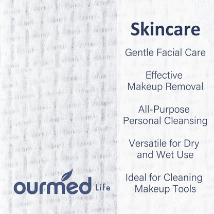 Ourmed Life Face Towels, Grid Texture, 100 Count