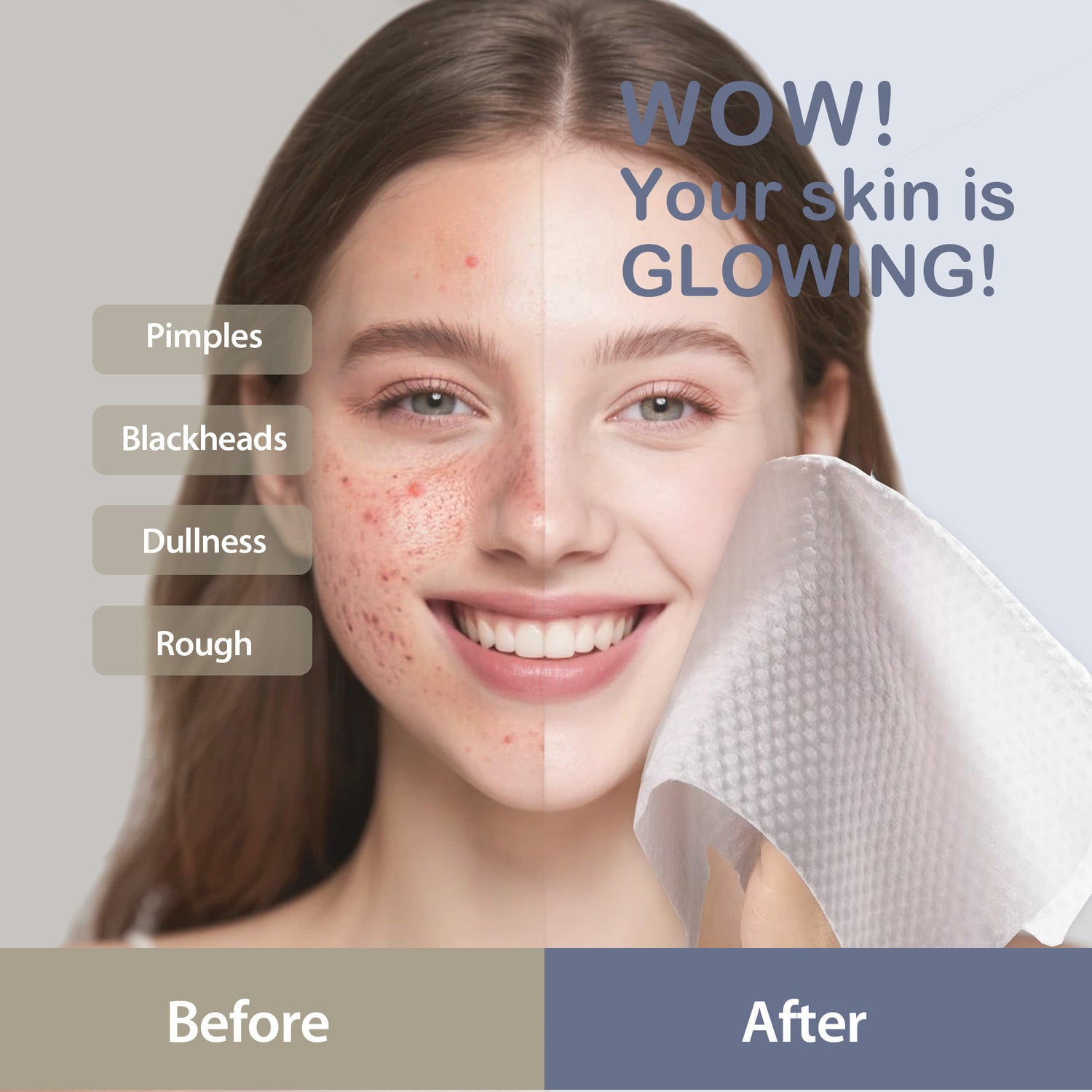 Ourmed Life Super-Premium Pre-cut Face Towels, 60 Count (12” x 12“), Geometric Luxury Boxed