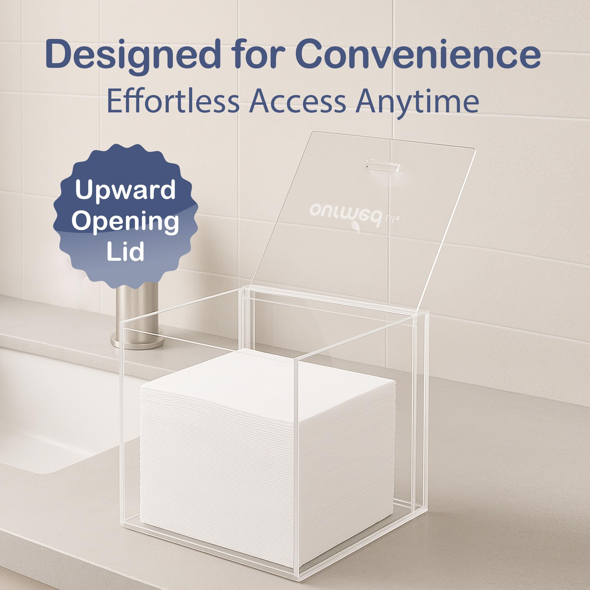 Multi-Purpose Acrylic  Face Towel Holder & 50-Count Face Towels Set (12" x 10")