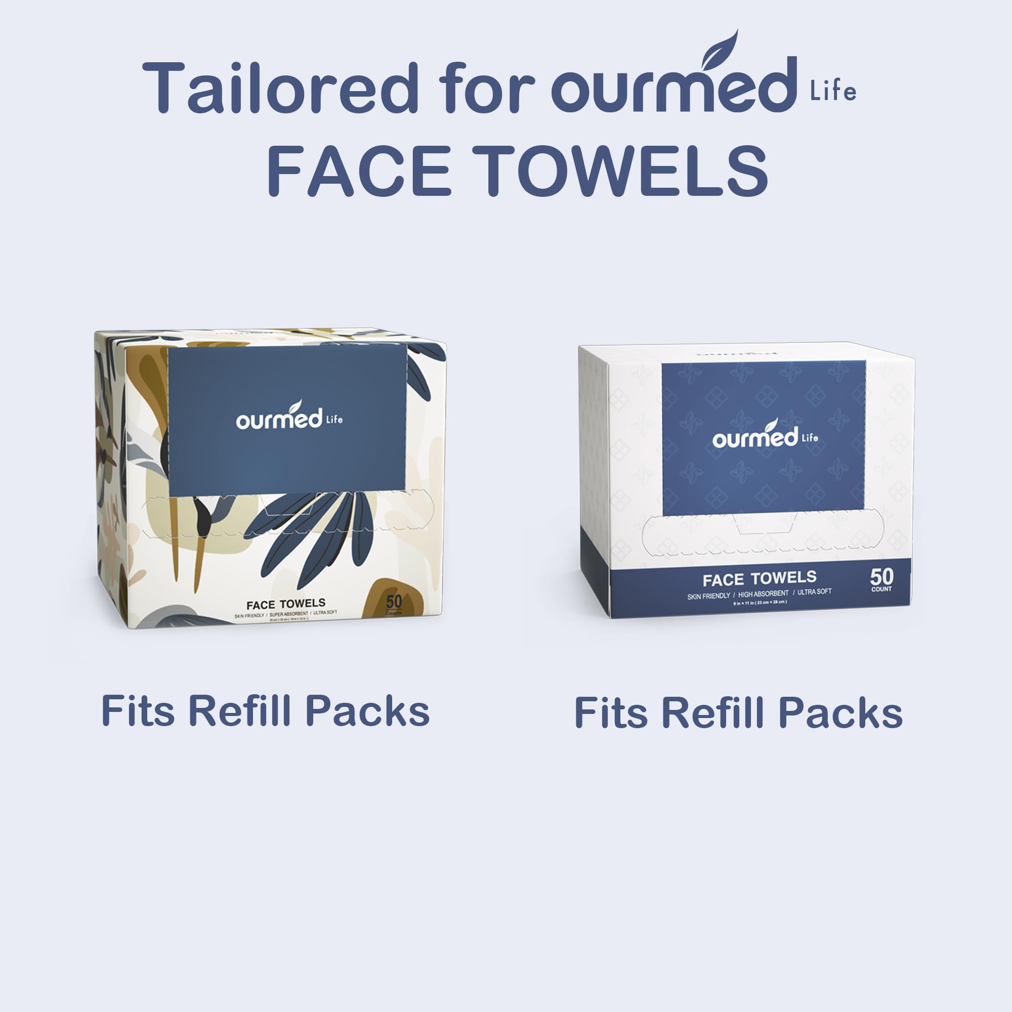 Multi-Purpose Acrylic  Face Towel Holder & 50-Count Face Towels Set (12" x 10")